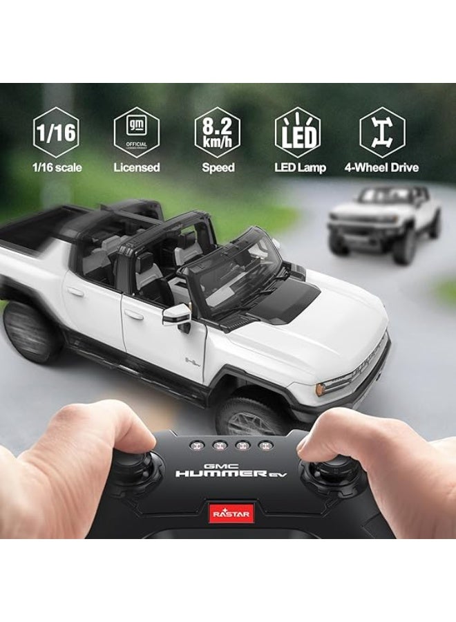 Rastar RC Cars Rastar GMC Hummer EV Remote Control Car, 1:14 Scale, White - Image 4