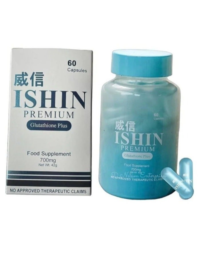 ISHIN Premium Glutathione Plus Food Supplement, 60 Capsules - Image 1