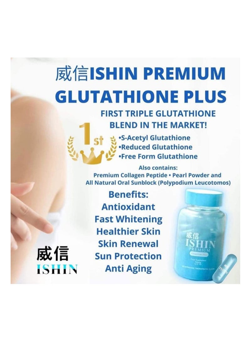 ISHIN Premium Glutathione Plus Food Supplement, 60 Capsules - Image 3