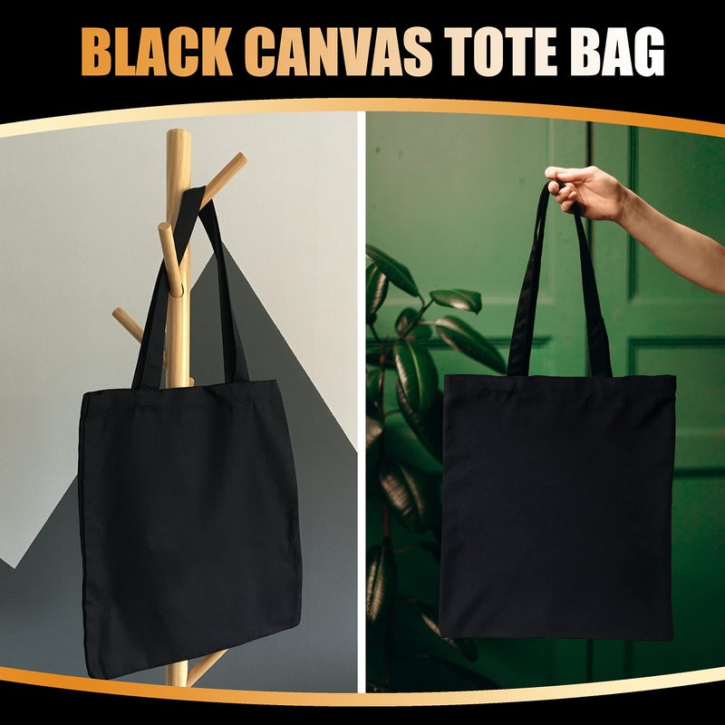 YACEYACE Canvas Zipper Tote Bag, 14"x16", Black, Plain, Zippered, Bulk - Image 3