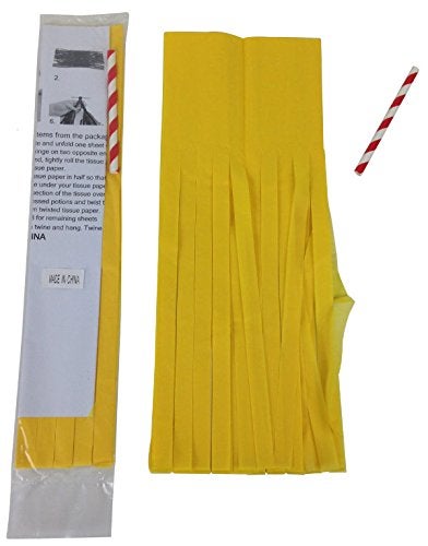 Funcart خيوط زينة صفراء من فنكارت 12 قطعة، زينة خيوط ورقية لحفلات عيد الميلاد والزفاف وزينة طاولة حفلات استقبال المواليد - Image 2