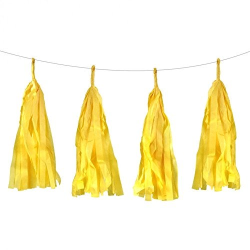 Funcart خيوط زينة صفراء من فنكارت 12 قطعة، زينة خيوط ورقية لحفلات عيد الميلاد والزفاف وزينة طاولة حفلات استقبال المواليد - Image 1