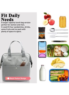 KASTWAVE Lunch Bag Bento Bag, Thickened Thermal Insulation Refrigerated Bento Tote Bag, Lunch Box Carrying Bag for Students Ladies Men Picnic Work Outdoor Grey  - Image 4