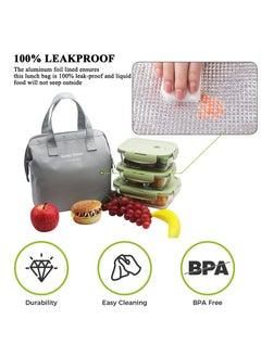 KASTWAVE Lunch Bag Bento Bag, Thickened Thermal Insulation Refrigerated Bento Tote Bag, Lunch Box Carrying Bag for Students Ladies Men Picnic Work Outdoor Grey  - Image 3