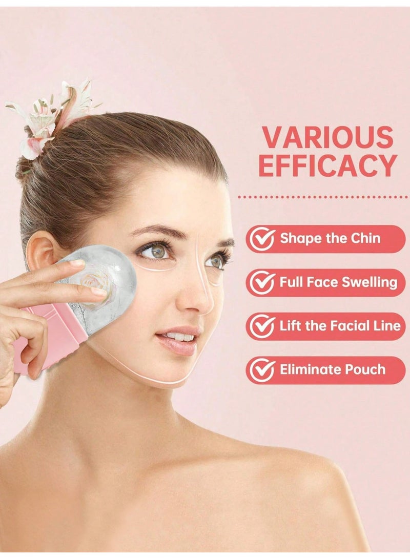 LUMYA 3 pcs Ice Roller Facial Massage Kit, Jade Roller Massager, Gua Sha Beauty Tool, Shrink Pores, Reduce Puffiness & Dark Circles, Skincare Massager for Face and Eyes(Pink) - Image 2