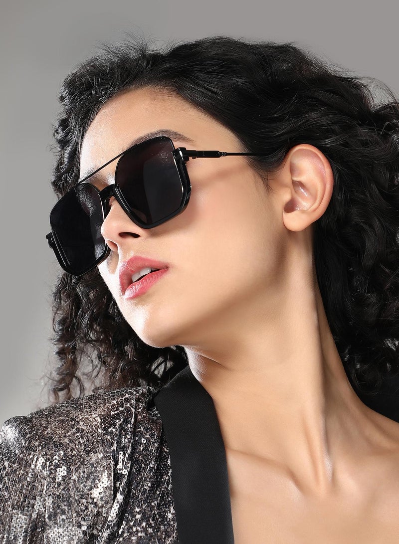 صوص هاوت نظارة شمسية بإطار افياتور كامل الحواف مع حماية من الأشعة الشمسية للنساء - Image 4