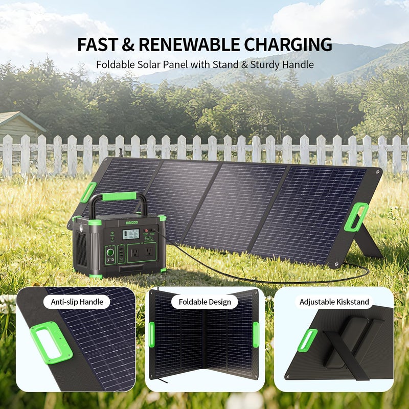 GRECELL 200W Portable Solar Panel for Power Station, Foldable Solar Charger w/ 4 Kickstands, IP65 Waterproof Solar Panel Kit w/DC XT60 Anderson Aviation Output for Outdoor RV Camper Blackout - Image 4