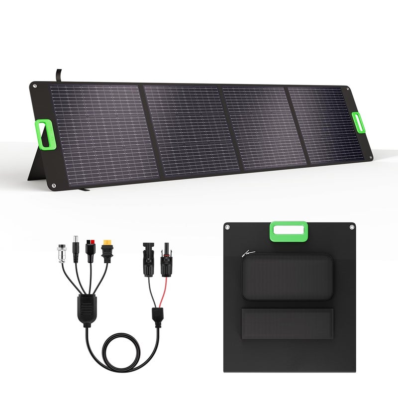 GRECELL 200W Portable Solar Panel for Power Station, Foldable Solar Charger w/ 4 Kickstands, IP65 Waterproof Solar Panel Kit w/DC XT60 Anderson Aviation Output for Outdoor RV Camper Blackout - Image 1