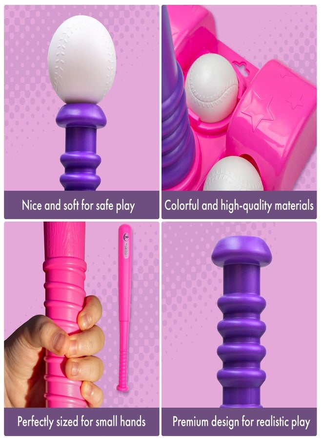 TOMLEON T Ball Stand for Girls 3-5, 5-8. Baseball Set Includes 6 Large Balls, an Adjustable Tball Batting Tee, and a Storage Net. Kids Bat and Ball, T-Ball Sets for Kids - Image 5
