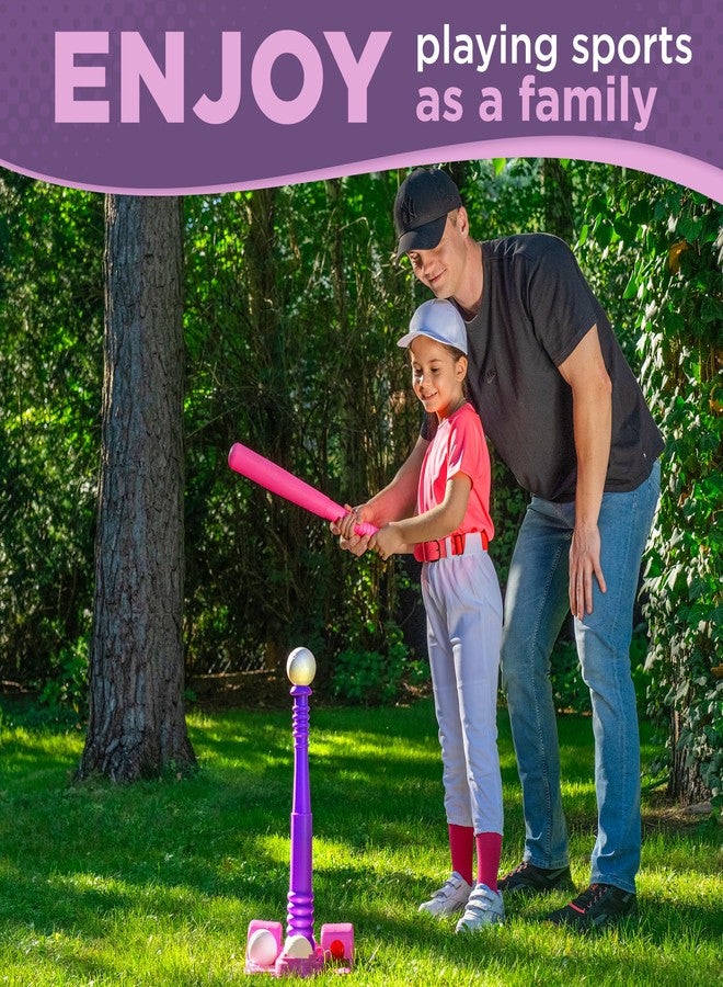 TOMLEON T Ball Stand for Girls 3-5, 5-8. Baseball Set Includes 6 Large Balls, an Adjustable Tball Batting Tee, and a Storage Net. Kids Bat and Ball, T-Ball Sets for Kids - Image 3