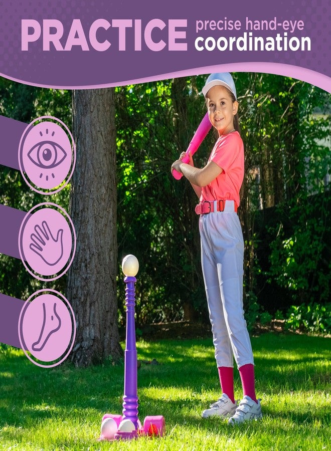TOMLEON T Ball Stand for Girls 3-5, 5-8. Baseball Set Includes 6 Large Balls, an Adjustable Tball Batting Tee, and a Storage Net. Kids Bat and Ball, T-Ball Sets for Kids - Image 4
