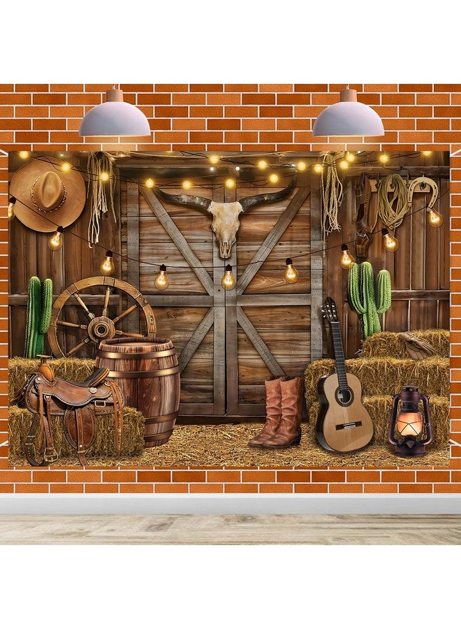 CINRAY Western Cowboy Backdrop 10x8FT Wild West Rustic Wooden House Barn Photography Background for Portrait Kids Boy Western Birthday Party Decorations Supplies Photo Props - Image 1