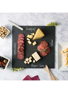 DANUBE HOME Kitchen Master Square Slate Plate – Premium Natural Stone Serving Plate, Elegant Charcuterie Board for Cheese, Snacks, Sushi, Ideal for Entertaining, Parties 30X30Cm - Sl0003  - Image 1