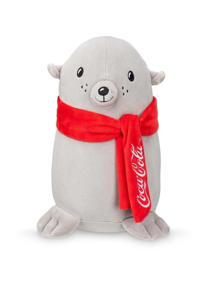 Coca-Cola 9" Seal with Scarf Snowball Plushies, Soft, Squishy Stuffed Animal, Great Gift for Boy, Girl, Kids & Toddlers for Christmas & Birthdays, Cuddle Pillow, Dorm Bed Décor - Image 1