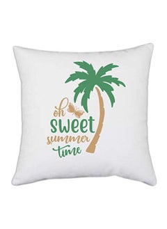 UDNAG UDNAG White Polyester Summer Sweet summer time Pillow Cover 16 Inch X 16 Inch 