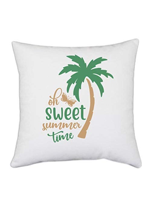 UDNAG UDNAG White Polyester Summer Sweet summer time Pillow Cover 16 Inch X 16 Inch 