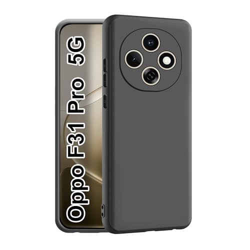 CEDO Back Cover for Oppo F31 Pro (5G) | Camera Bump Protection & Inner Velvet Fabric Lining | Ultra Slim Matte Soft Rubberised Case Cover (Black) - Image 1