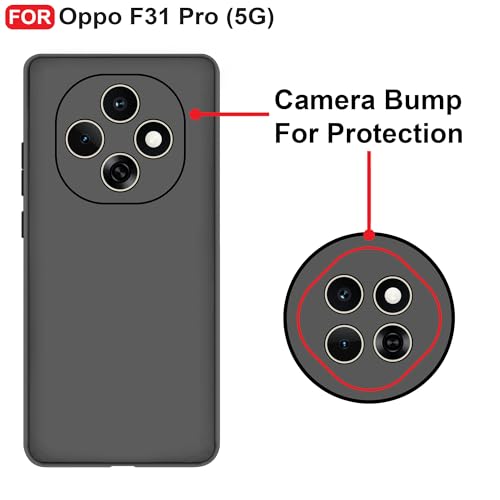 CEDO Back Cover for Oppo F31 Pro (5G) | Camera Bump Protection & Inner Velvet Fabric Lining | Ultra Slim Matte Soft Rubberised Case Cover (Black) - Image 3