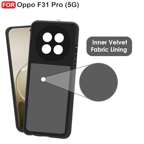 CEDO Back Cover for Oppo F31 Pro (5G) | Camera Bump Protection & Inner Velvet Fabric Lining | Ultra Slim Matte Soft Rubberised Case Cover (Black) - Image 4