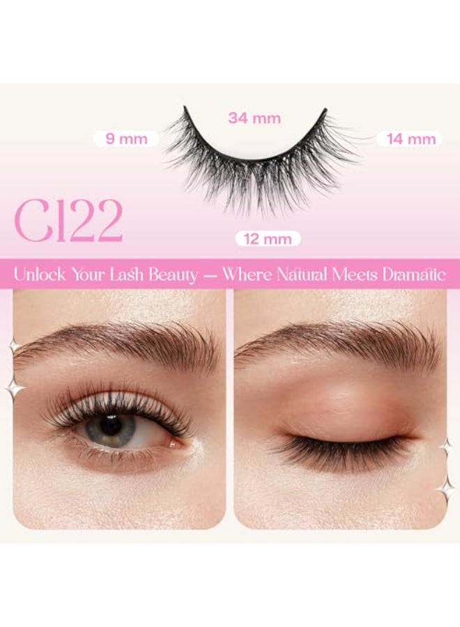 CALAILIS Self Adhesive Eyelashes Natural Look Wispy Press On Lashes No Glue Need Eyelashes 5 Pairs Reusable Cat Eye Selfadhesive False Lashes C122 - Image 3