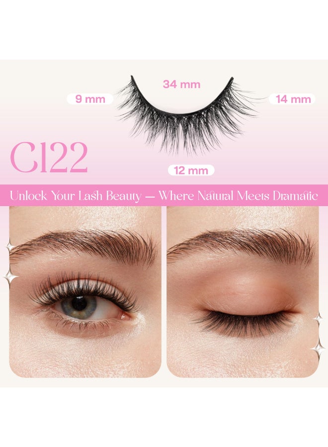 CALAILIS Self Adhesive Eyelashes Natural Look Wispy Press On Lashes No Glue Need Eyelashes 5 Pairs Reusable Cat Eye Selfadhesive False Lashes C122 - Image 4