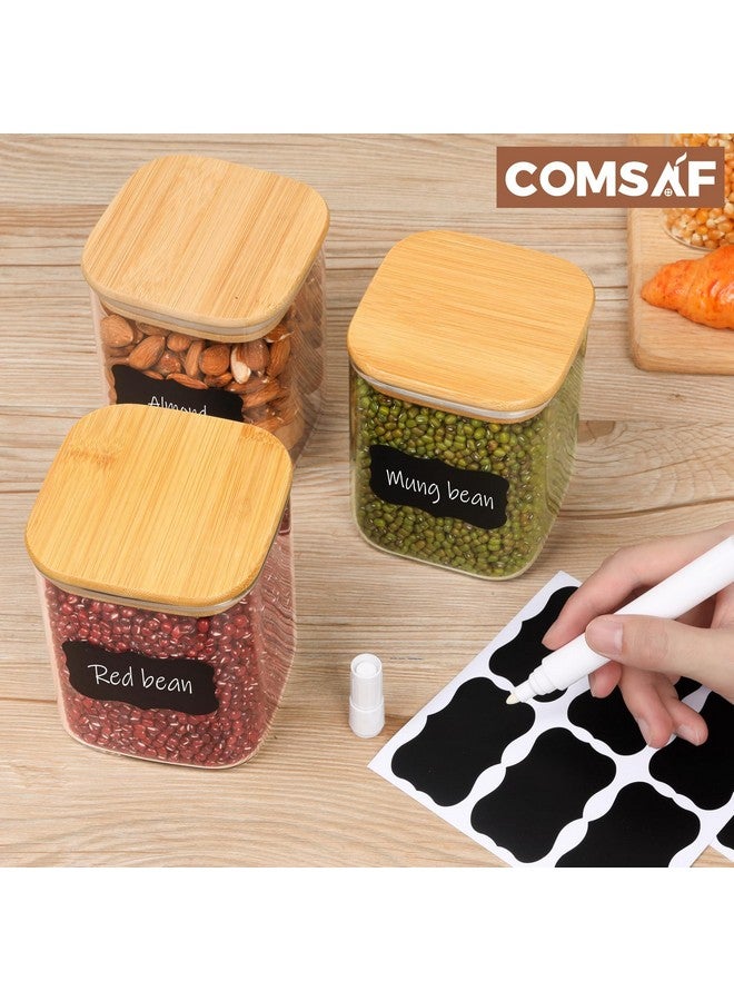 ComSaf 27 oz Glass Food Storage Jars Set of 6, Clear Storage Containers with Airtight Lids, Pantry Organization Jar, Spice Jar, Blooming Tea, Oat, Coffee and Sugar Container, Canister Set for Kitchen - Image 5