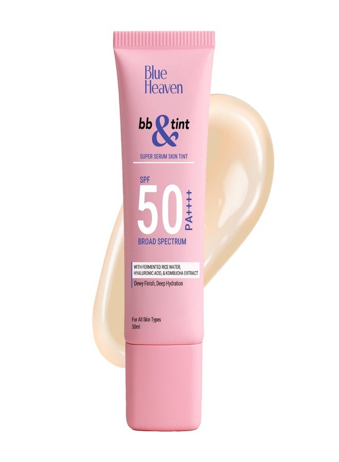 Blue Heaven BB & Tint | BB Cream For Face Makeup | 4 in 1 Lightweight Foundation for women + Moisturizer + SPF 50 PA++++ with Fermented Rice Water, Hyaluronic Acid | Natural 104 | 30 ml - Image 1
