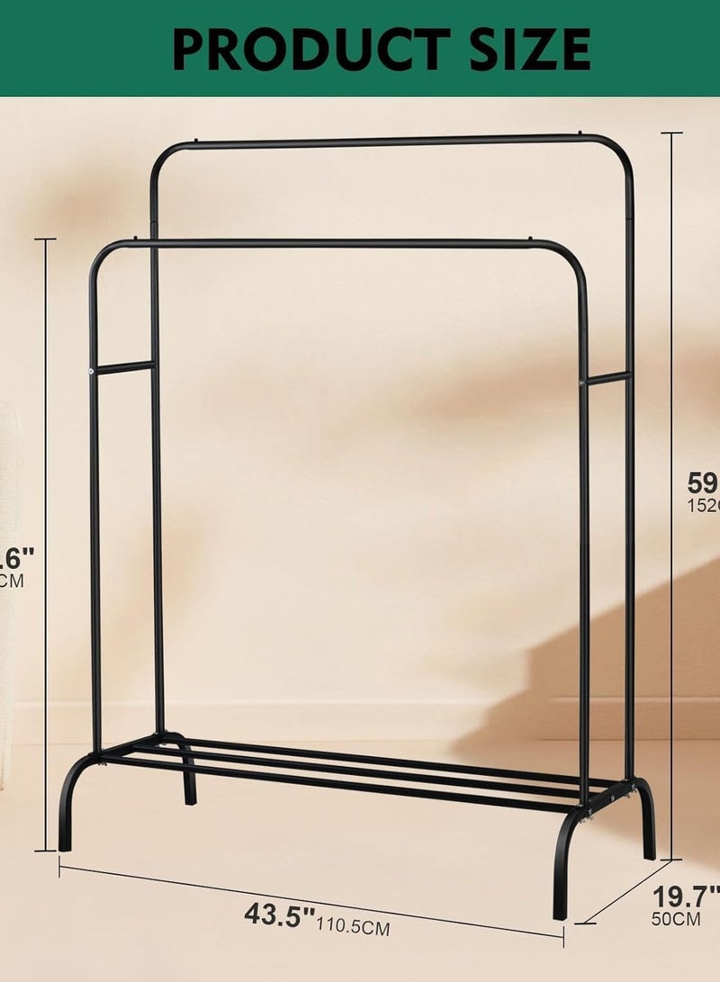 Raxoom 2 Storage shelf Stand with 2 Clothes Rail and Rolling - Black - Image 3