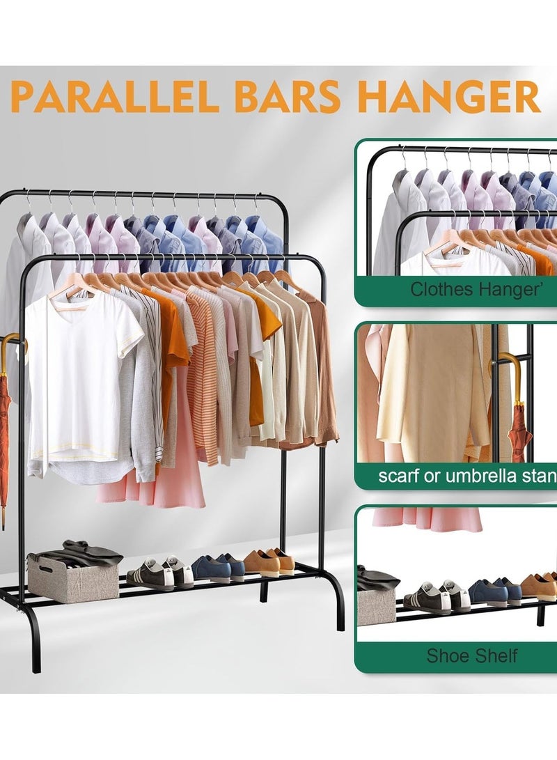 Raxoom 2 Storage shelf Stand with 2 Clothes Rail and Rolling - Black - Image 4