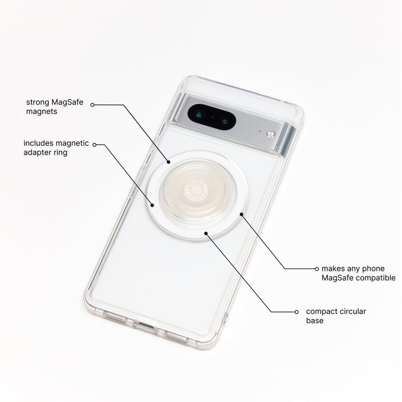 PopSockets Phone Grip Compatible with MagSafe, Adapter Ring for MagSafe Included, Phone Holder, Wireless Charging Compatible - Clear - Image 2