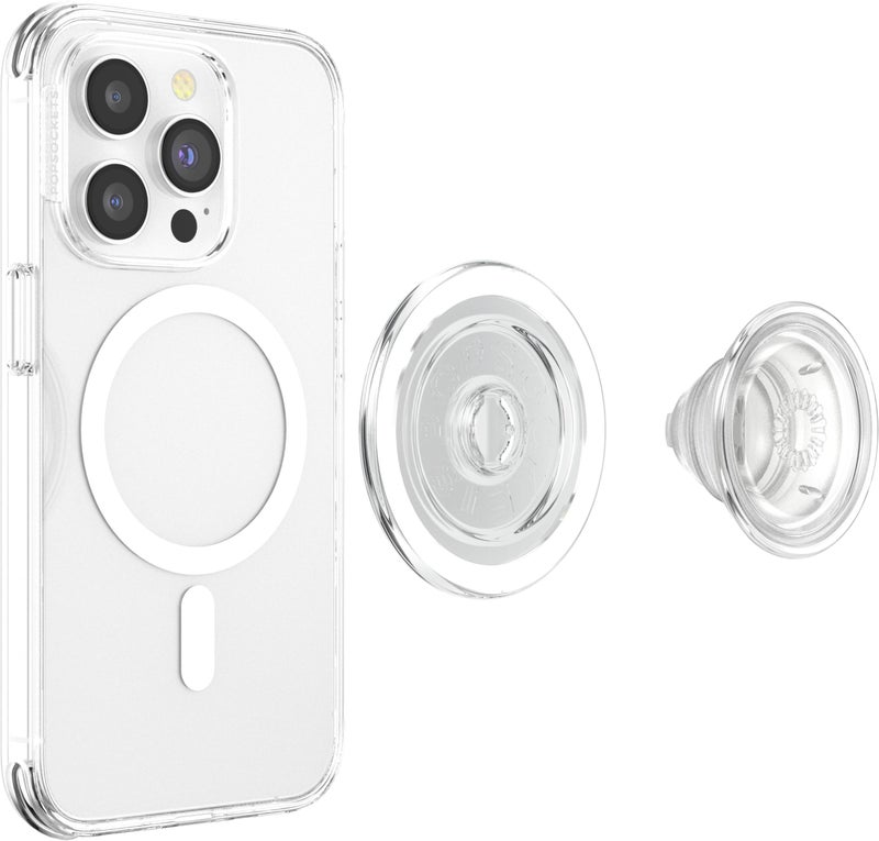 PopSockets Phone Grip Compatible with MagSafe, Adapter Ring for MagSafe Included, Phone Holder, Wireless Charging Compatible - Clear - Image 4