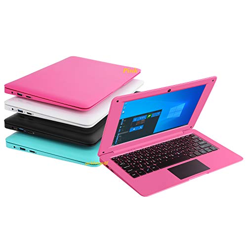 Goldengulf Windows 10 Computer Laptop Mini 10 Inch 32GB Ultra Thin and Light Netbook Quad Core CPU PC HDMI WiFi USB YouTube (Pink) - Image 1