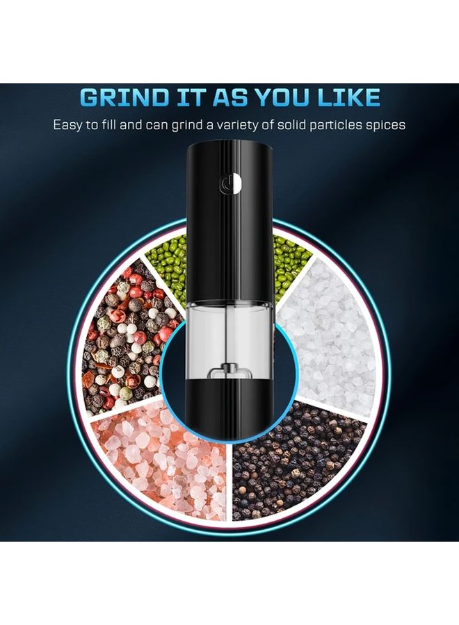 Black Electric Salt And Pepper Mill Set Adjustable Coarseness Automatic Spice Grinder - Image 5
