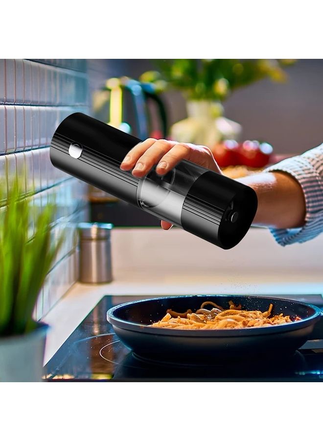 Black Electric Salt And Pepper Mill Set Adjustable Coarseness Automatic Spice Grinder - Image 1
