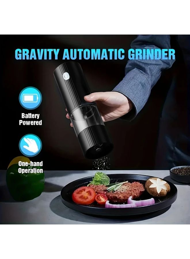 Black Electric Salt And Pepper Mill Set Adjustable Coarseness Automatic Spice Grinder - Image 4