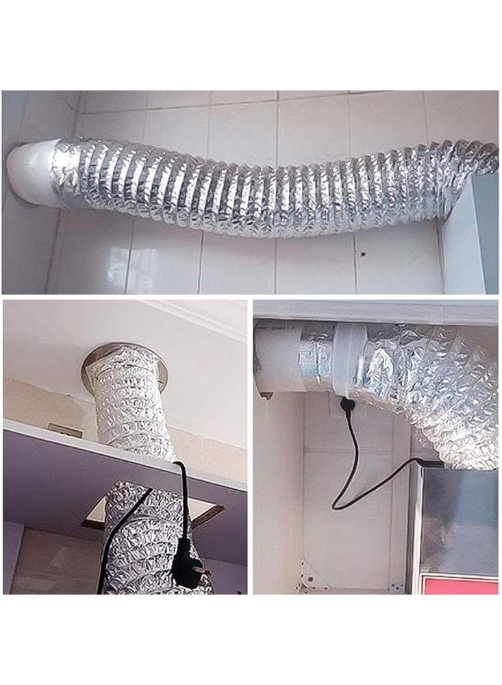 Kitchen extractor fan vent - Gas stove vent - Flexible thermal aluminum expandable - For kitchen, bathroom and air conditioning extractors (1.5 meter - 4 inch vent) - Image 2