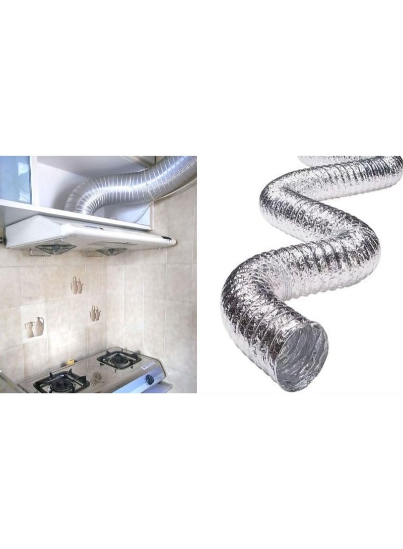 Kitchen extractor fan vent - Gas stove vent - Flexible thermal aluminum expandable - For kitchen, bathroom and air conditioning extractors (1.5 meter - 4 inch vent) - Image 1