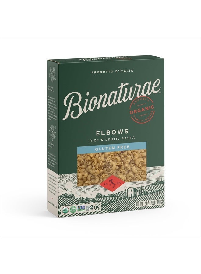 Bionaturae Elbow Pasta Noodles - Gluten Free Pasta Organic, Rice & Lentil Pasta, Kosher Certified, High Protein, Non-GMO Verified, USDA Certified, Gluten Free Pastas, Crafted in Italy - 12 Oz, 12 Pack - Image 1
