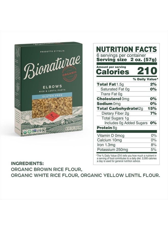 Bionaturae Elbow Pasta Noodles - Gluten Free Pasta Organic, Rice & Lentil Pasta, Kosher Certified, High Protein, Non-GMO Verified, USDA Certified, Gluten Free Pastas, Crafted in Italy - 12 Oz, 12 Pack - Image 5