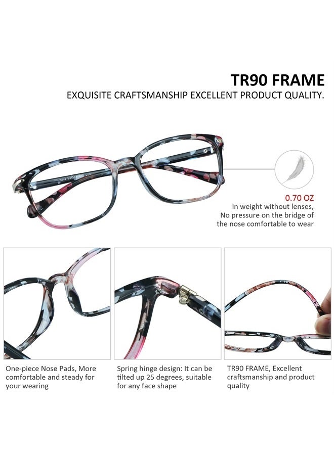 VisionGlobal Blue Light Blocking Glasses for Women, Anti Eyestrain, Computer Reading, TV Glasses, Stylish Square Frame, Anti Glare(+2.00 Magnification) - Image 2