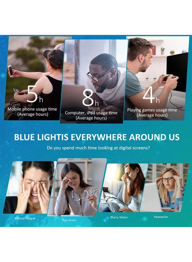 VisionGlobal Blue Light Blocking Glasses for Women, Anti Eyestrain, Computer Reading, TV Glasses, Stylish Square Frame, Anti Glare(+2.00 Magnification) - Image 5