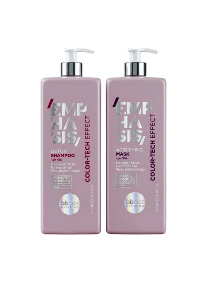 Detox Shampoo and Mask  1000 ml, Specially Formulated for The Care of Colored, Keratin Treated  and Protein Treated Hair.