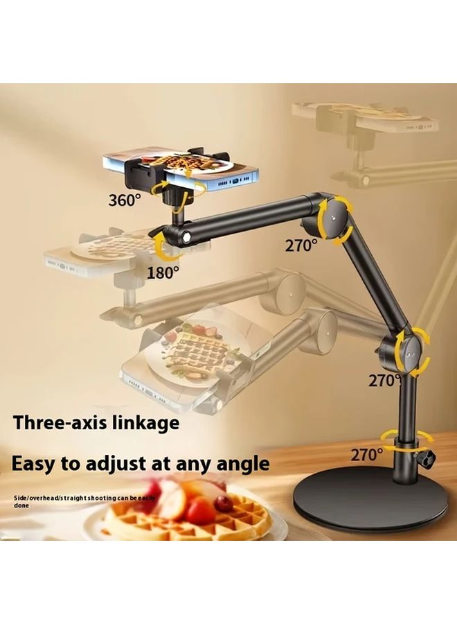 Black Metal Phone Stand 360 Adjustable Holder For Live Streaming Vlog Tablet - Image 4