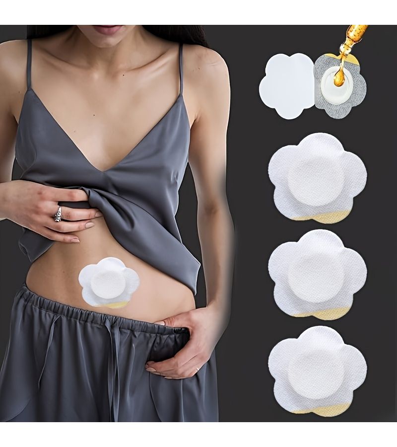 50 White Disposable Castor Oil Abdominal Patches Breathable Non-Woven Navel Stickers - Image 1