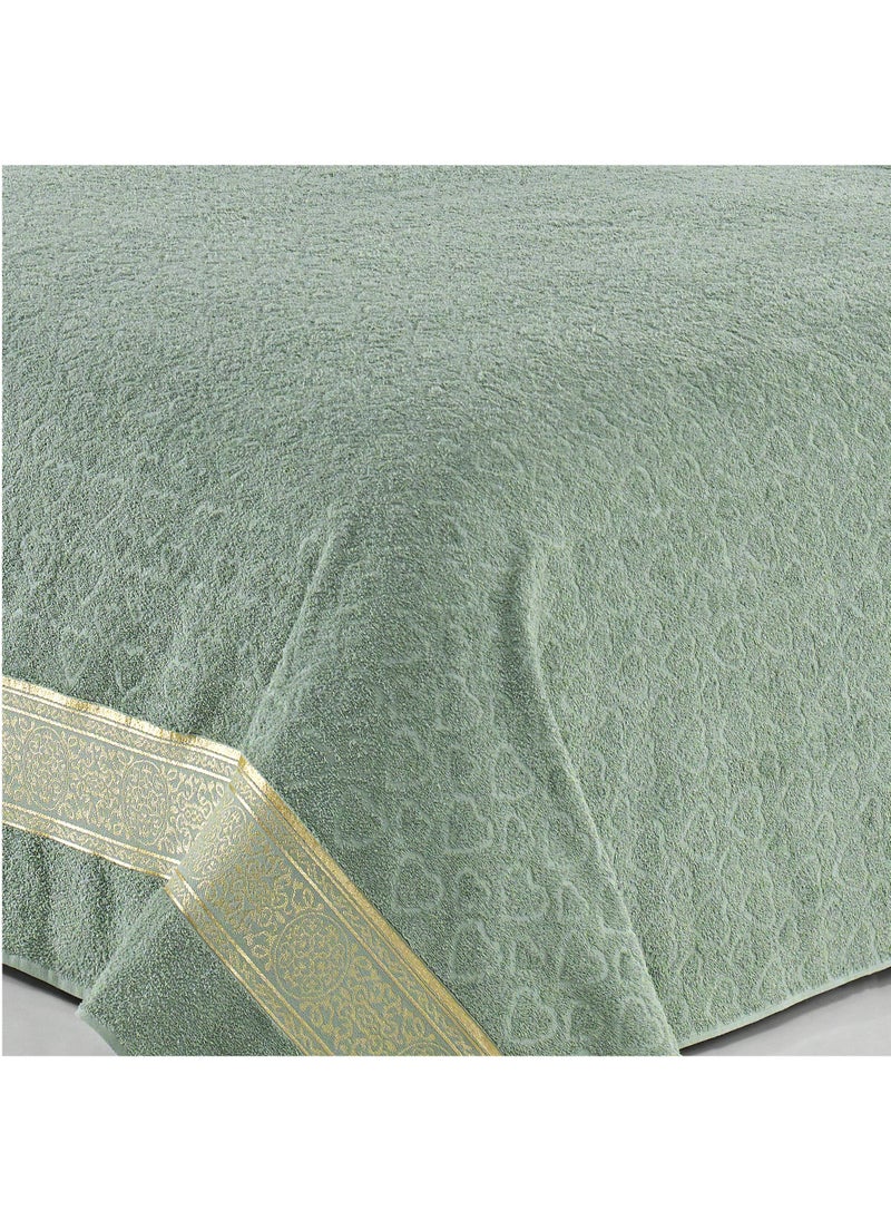 Villa Paris Premium Jacquard Bed Cover Turkish Cotton Blanket Organic Throw Bed Spread for Double/King Size Bed Green 200x220 cm  - Image 2