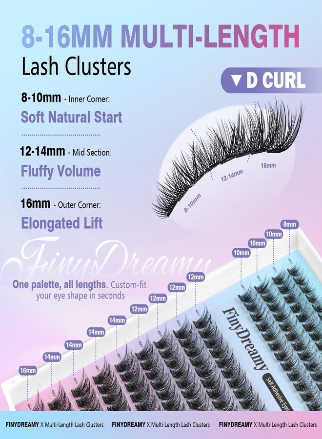 FinyDreamy Self Adhesive Lash Clusters Kit 8-16mm Natural Eyelash Extension Kit Volume Reusable Cluster Eyelash Extensions Pre Glued Cluster Lashes No Remover No Residue no glue needed with Bond Seal,Tweezers - Image 3