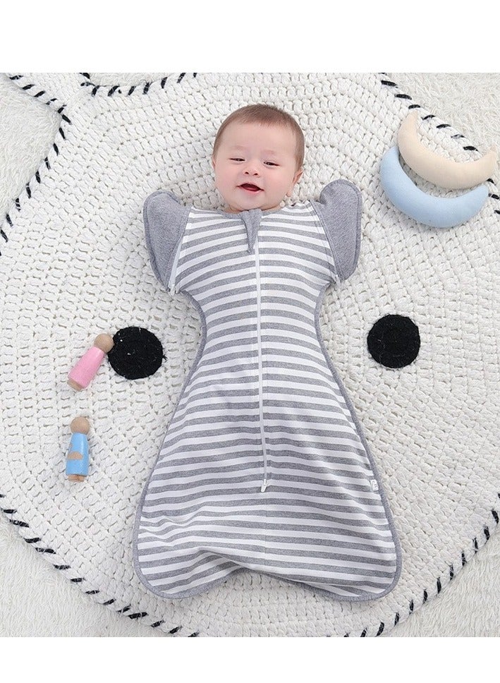 Y&D Anti-frightening Jumping Sleeping Bag Surrender-style Cotton Onesie Removable Sleeves Swaddling Clothes Baby Climbing Clothes Newborn Baby Wrap Anti-kicking Quilt - Image 2
