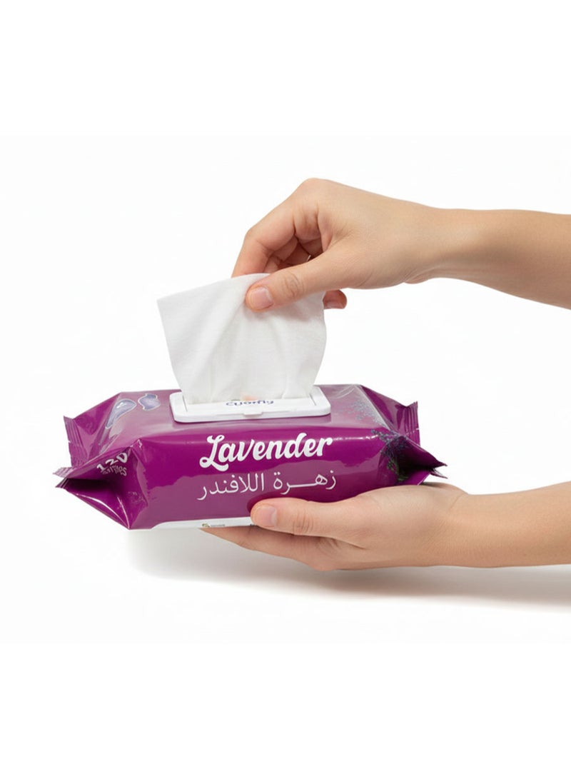 Alcohol-Free Multi-Purpose Wet Wipes – Lavender Scent, 12 Pack – Gentle & Relaxing Cleaning Wipes for Hands & Surfaces - Image 2
