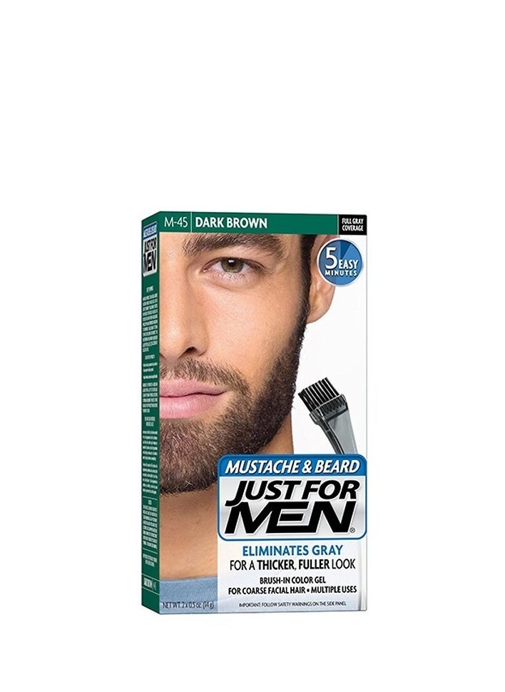 Just For Men Brush-In Color Gel Mustache & Beard M-45 Dark Brown By For Men - 1 Application Hair Color 