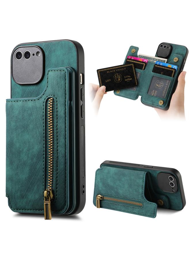 Green Tiger For iPhone 6 Plus / 6s Plus Retro Leather Zipper Wallet Back Phone Case(Green)